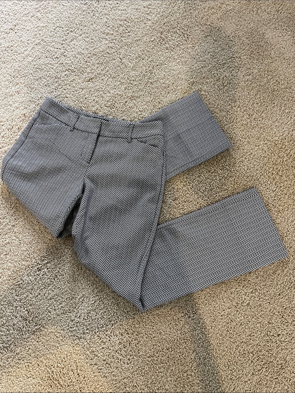 Express Editor Herringbone Waistband Trousers - Black & White EUC